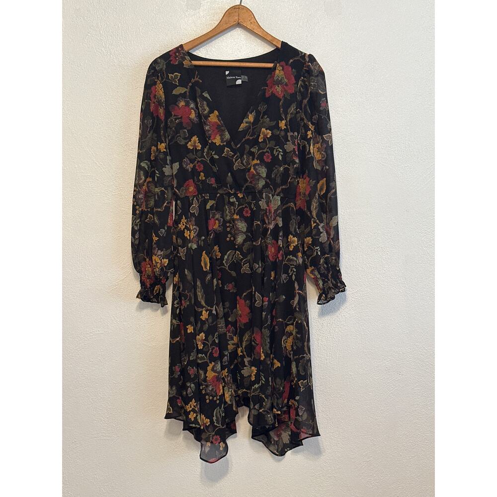 Madison Tara Dress 6 Sheer Fall Floral Lined Handkerchief Hem Fairy Whimsigoth